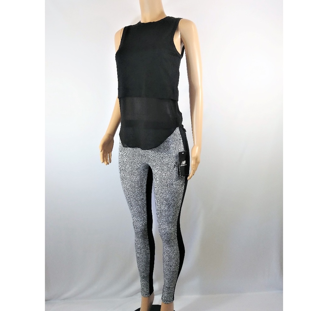 New Balance Gorgeous Black & White Leggings - Picture 4 of 4